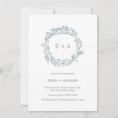 Elegant Blue Waterverf Wreath Wedding Invitation (Voorkant)