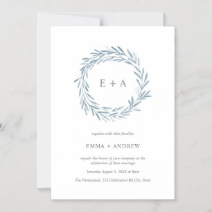 Elegant Blue Waterverf Wreath Wedding Invitation Magnetische Uitnodiging
