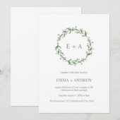 Elegant Blue Waterverf Wreath Wedding Kaart (Voorkant / Achterkant)