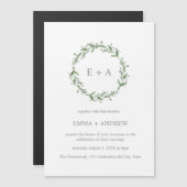 Elegant Blue Waterverf Wreath Wedding Magnetische Uitnodiging (Voorkant / Achterkant)