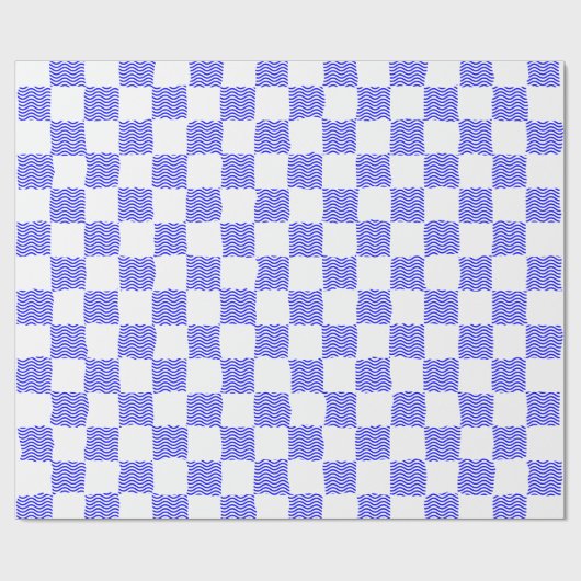 Elegant Blue Wave Checkerboard schilderij Cadeaupapier (Vlak)