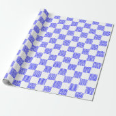 Elegant Blue Wave Checkerboard schilderij Cadeaupapier (Uitgerold)