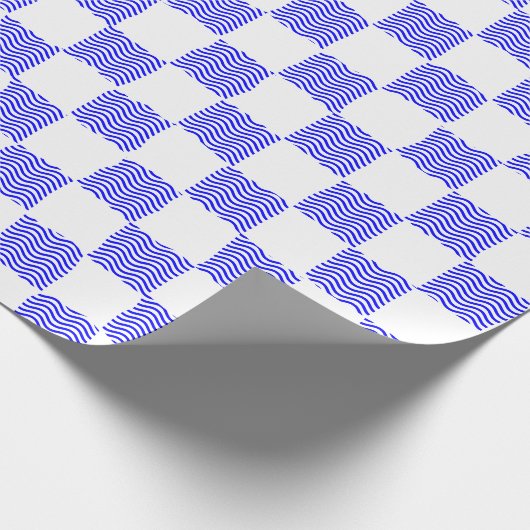 Elegant Blue Wave Checkerboard schilderij Cadeaupapier (Hoek)