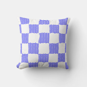 Elegant Blue Wave Checkerboard schilderij Kussen