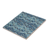 Elegant Blue Wave patroon met gouden accenten Tegeltje (Zijkant)