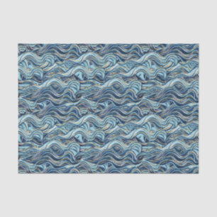 Elegant Blue Wave patroon met gouden accenten Tissuepapier