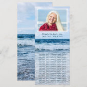 Elegant Blue Waves Funeral Memorial Photo Card (Voorkant / Achterkant)
