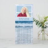 Elegant Blue Waves Funeral Memorial Photo Card Kaart (Staand voorkant)