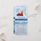 Elegant Blue Waves Funeral Memorial Photo Card Kaart (Voorkant / Achterkant in situ)