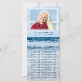 Elegant Blue Waves Funeral Memorial Photo Card Kaart