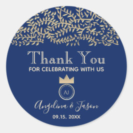 Elegant Blue Wedding Dank je wel Ronde Sticker