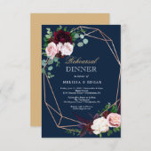 elegant blue wedding dinner invitation kaart (Voorkant / Achterkant)