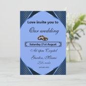 Elegant Blue Wedding Invitation Kaart (Staand voorkant)