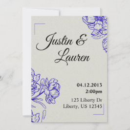 Elegant Blue Wedding Invitation Kaart