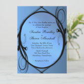 Elegant Blue Wedding Invitations Kaart (Staand voorkant)