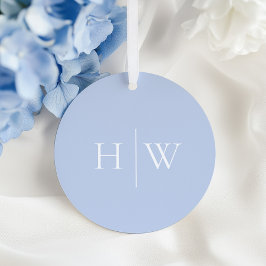 Elegant Blue Wedding Monogram Bedankjes Labels