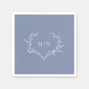 Elegant Blue Wedding Monogram Paper Napkin Servet