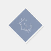 Elegant Blue Wedding Monogram Paper Napkin Servet (Hoek)