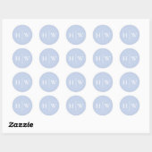 Elegant Blue Wedding Monogram Ronde Sticker (Vel)