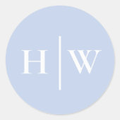 Elegant Blue Wedding Monogram Ronde Sticker (Voorkant)