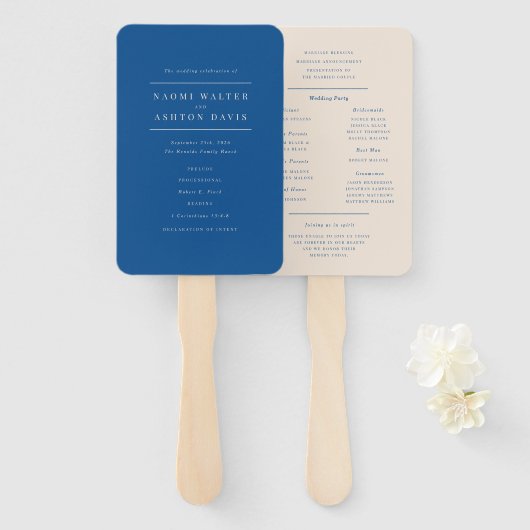 Elegant Blue Wedding Program Handwaaier (Voorkant en achterkant)