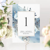 Elegant Blue Wedding Reception Table Number