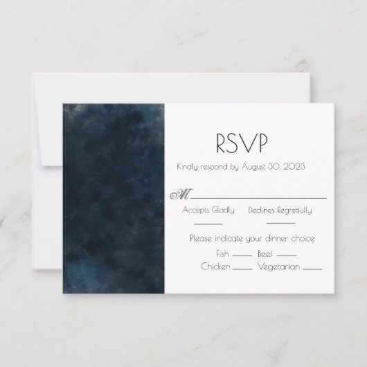 Elegant Blue Wedding Response RSVP-kaart RSVP Kaartje (Voorkant)