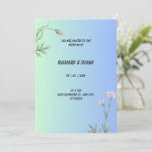 Elegant Blue Wedding Uitnodiging (Staand voorkant)