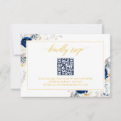 Elegant Blue Wedding Website RSVP QR Code Kaart (Voorkant)