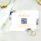 Elegant Blue Wedding Website RSVP QR Code Kaart