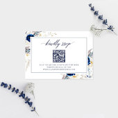 Elegant Blue Wedding Website RSVP QR Code Kaart