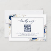 Elegant Blue Wedding Website RSVP QR Code Kaart (Voorkant)