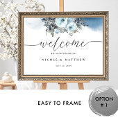Elegant Blue Wedding Welcome Sign Poster