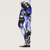 Elegant Blue White Black Floral Leggings (Links)