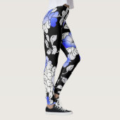 Elegant Blue White Black Floral Leggings (Rechts)