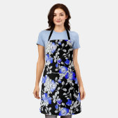Elegant Blue White Black Floral Pattern Schort (Gedragen)