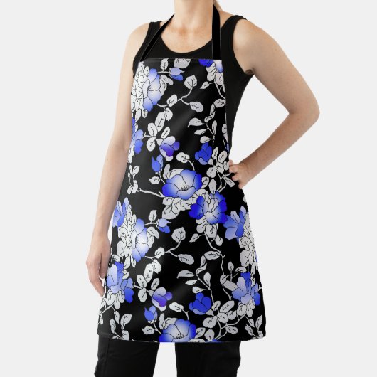 Elegant Blue White Black Floral Pattern Schort (Insitu)