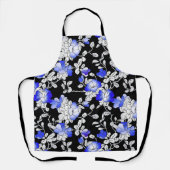 Elegant Blue White Black Floral Pattern Schort (Voorkant)