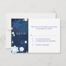 Elegant Blue & White Boho Winter Wedding RSVP