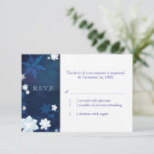 Elegant Blue & White Boho Winter Wedding RSVP Kaartje (Staand voorkant)