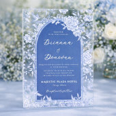 Elegant Blue & White Botanical Bird Wedding Acryl Uitnodigingen