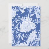 Elegant Blue & White Botanical Bird Wedding  Kaart (Achterkant)