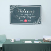 Elegant Blue White Botanical Floral Wedding Banner (Beurs)