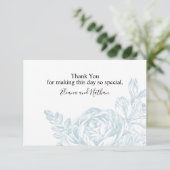 Elegant Blue White Botanical Floral Wedding Bedankkaart (Staand voorkant)