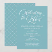 Elegant Blue & White Celebration of Life Kaart (Voorkant / Achterkant)