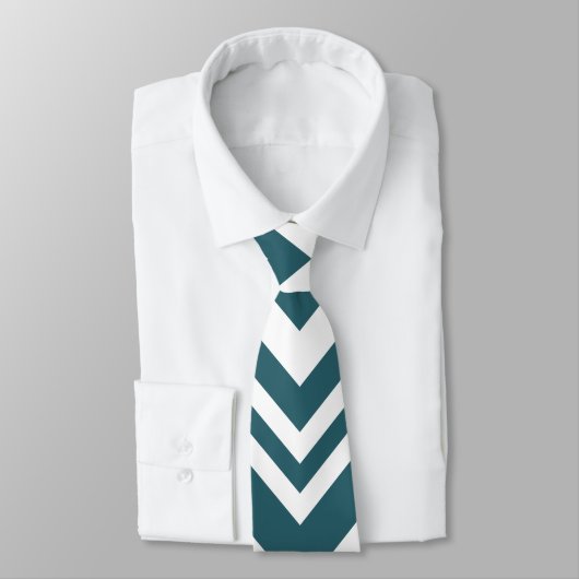 Elegant blue & white chevron pattern Neck Tie Stropdas (Gebonden)