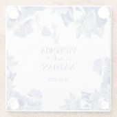 Elegant Blue White Chinoiserie Chic Floral Wedding Glazen Onderzetter (Achterkant)