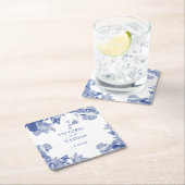 Elegant Blue White Chinoiserie Chis Floral Wedding Kartonnen Onderzetters (Insitu)
