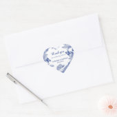 Elegant Blue White Chinoiserie Dank je wel Hart Sticker (Envelop)