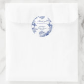 Elegant Blue White Chinoiserie Dank je wel Ronde Sticker (Tas)
